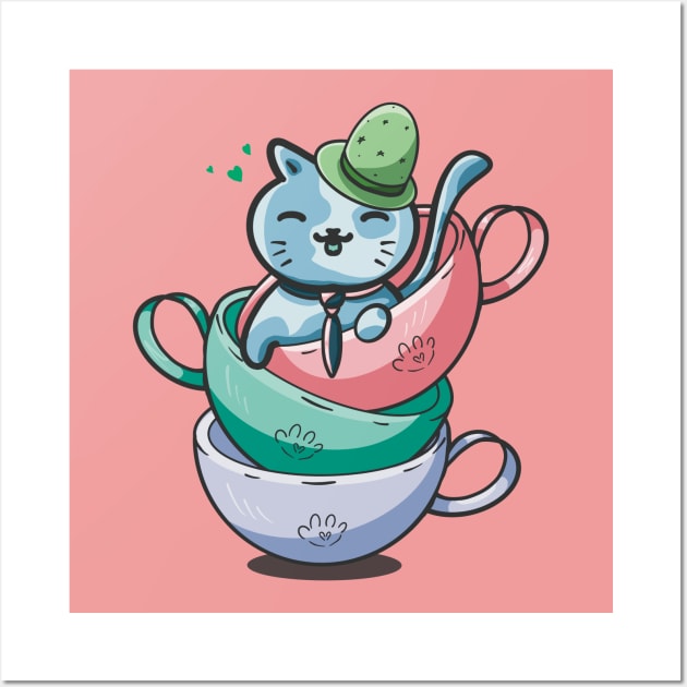 Cut Cat Tea Time Wall Art by Xatutik-Art